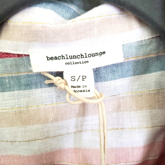 beachlunchlounge Sleeveless Knot at the Waist Striped Button Up Top 0085 - Picture 5 of 6